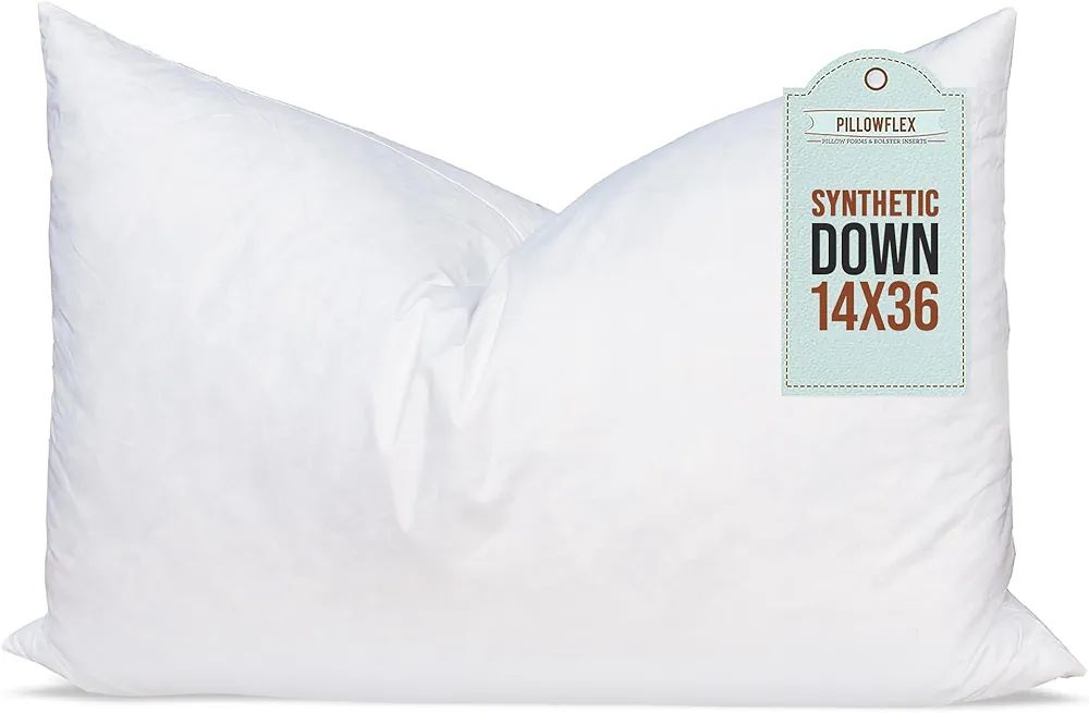 Pillowflex Synthetic Down Pillow Insert - 14x36 Down Alternative Pillow, Ultra Soft Body Pillow, ... | Amazon (US)