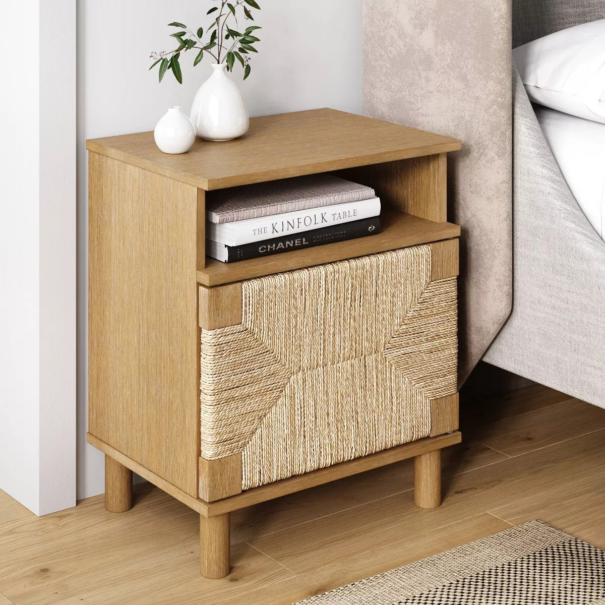 Nathan James Beacon Seagrass Nightstand Light Brown | Target