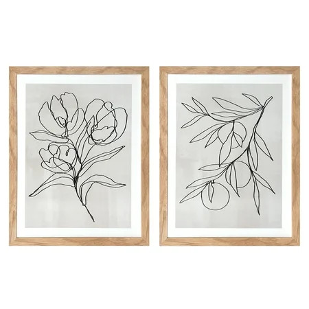 Crystal Art Gallery Contemporary Botanical Set of 2 Framed Prints Neutrals | Walmart (US)