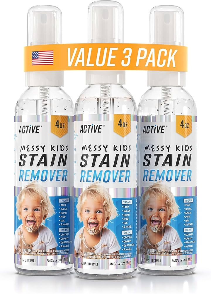 Messy Kids Stain Remover Spray - 3 Pack 4oz Laundry Spot Cleaner, Natural Stain Treater Spray for... | Amazon (US)