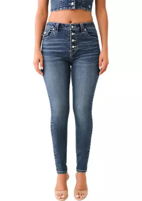 True Religion Women's Jennie Curvy Skinny Jean with Crystal Button Jeans, 31 | Belk