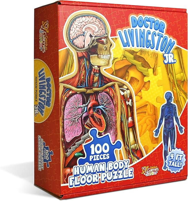 Human Anatomy Kids Floor Puzzle - Dr Livingston Jr's 100-Piece Full Body Jigsaw Puzzle - 4 FT Med... | Amazon (US)