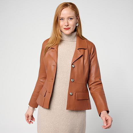 G by Giuliana Leather Lapel Jacket - Gray/Grey - Size Small | HSN