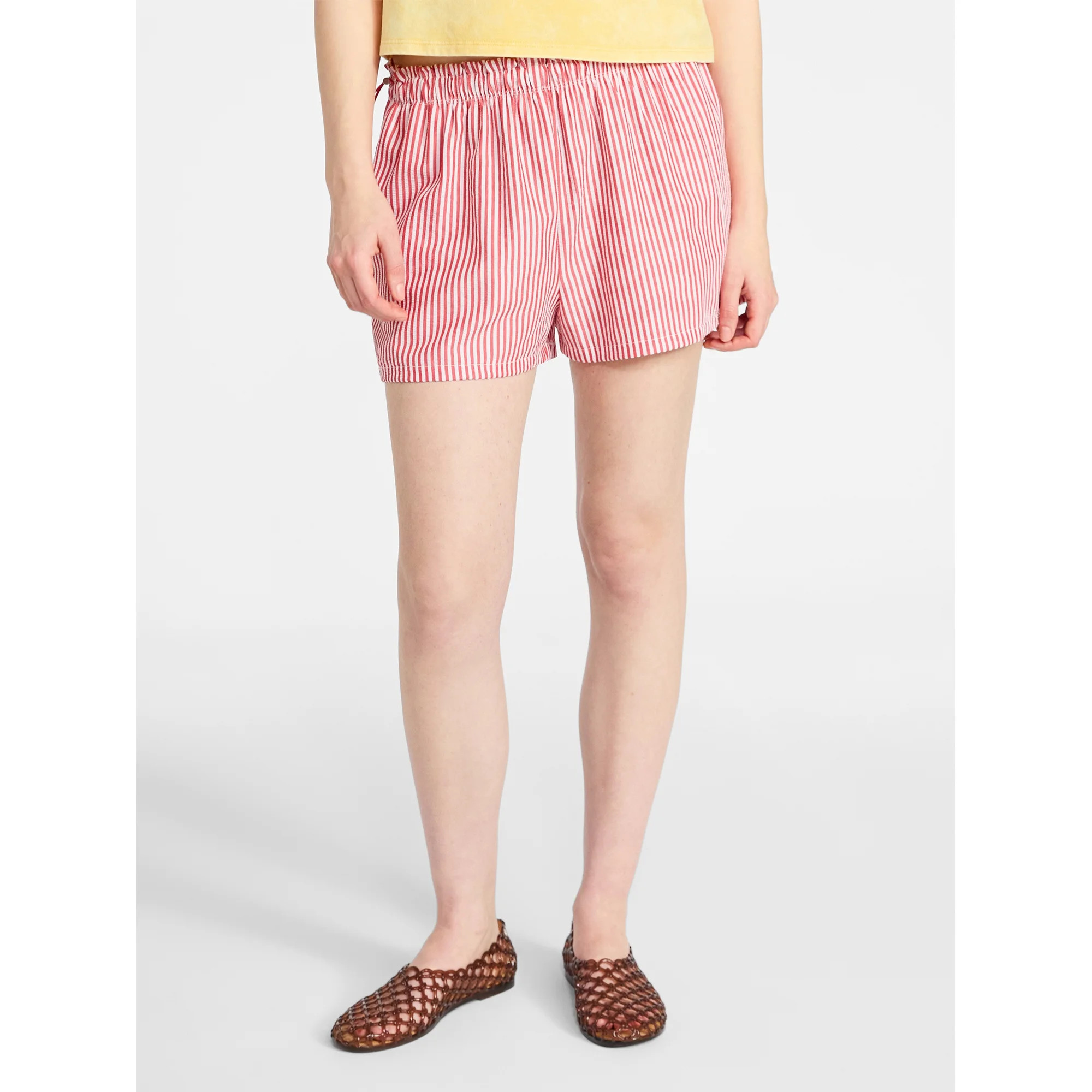 No Boundaries Striped Seersucker Bungee Shorts, 2" Inseam, Women's XXS-XXL | Walmart (US)