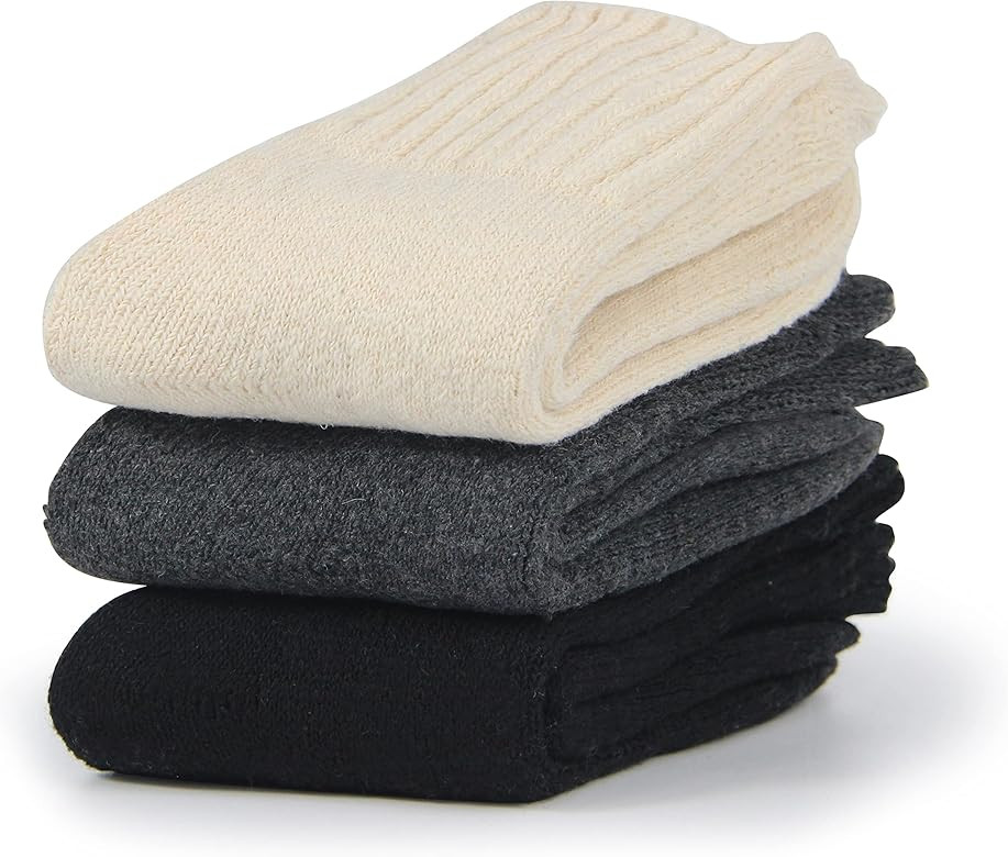 Women's Winter Boots Socks Thick Warm Cozy Crew Socks Solid Color Gifts | Amazon (US)