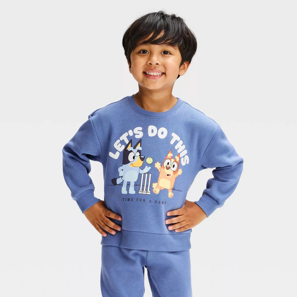 Toddler Boys' 2pc Bluey "Let's Do This" Fleece Sweatshirt and Pants Set - Blue 12M | Target