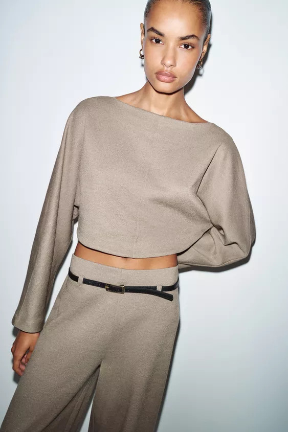 LONG SLEEVE CROP TOP | Zara UK