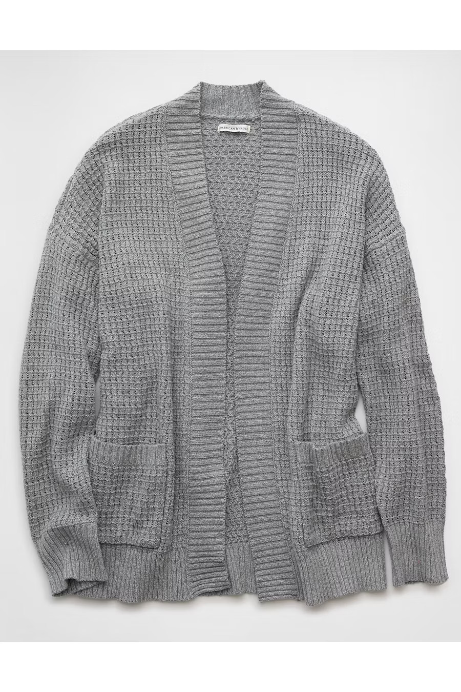 AE Open Stitch Cardigan Women's Grey S | American Eagle Outfitters (US & CA)
