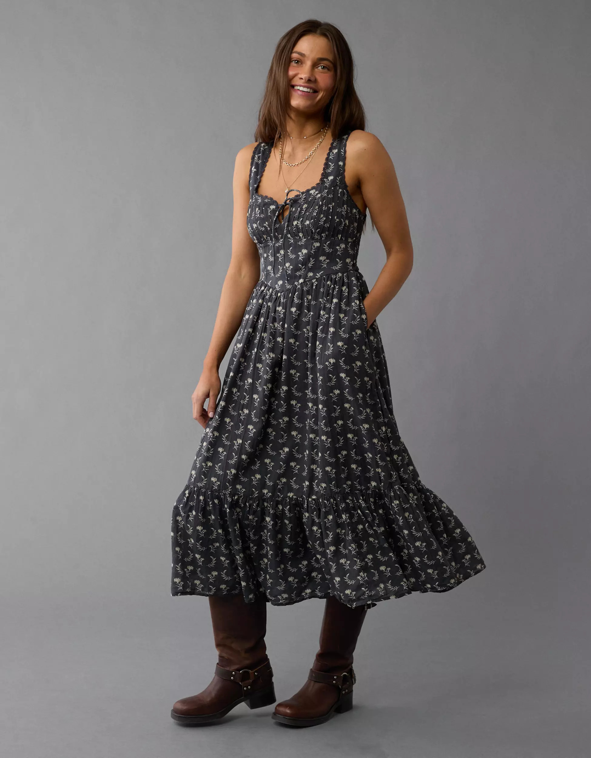 AE Corset Midi Dress | American Eagle Outfitters (US & CA)