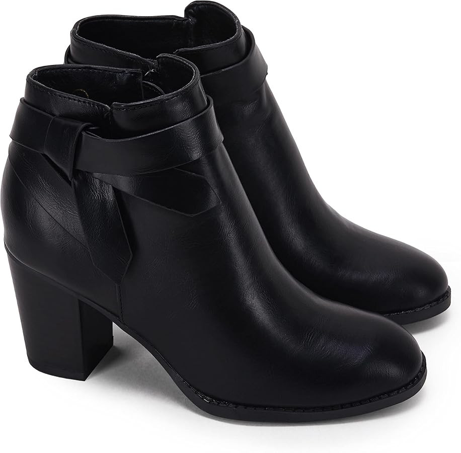 PiePieBuy Women's Tie Knot Chelsea Pump Ankle Boots Closed Toe Stacked Heel Booties Shoes | Amazon (US)