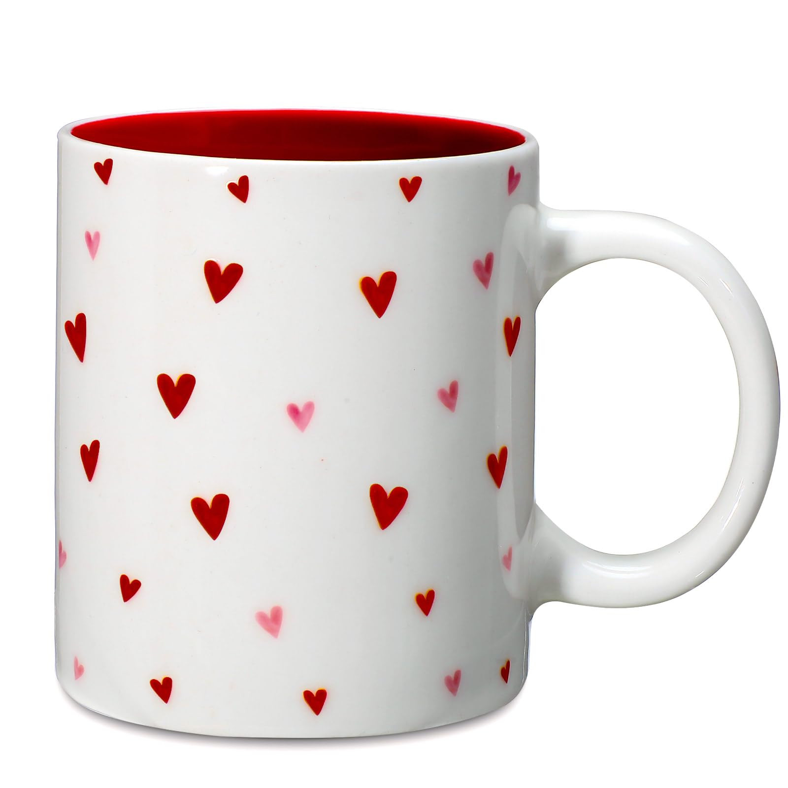 Valentine's Day Heart Mug 12oz Red Heart Print Coffee Mugs Valentines Heart Ceramic Cup for Woman... | Amazon (US)
