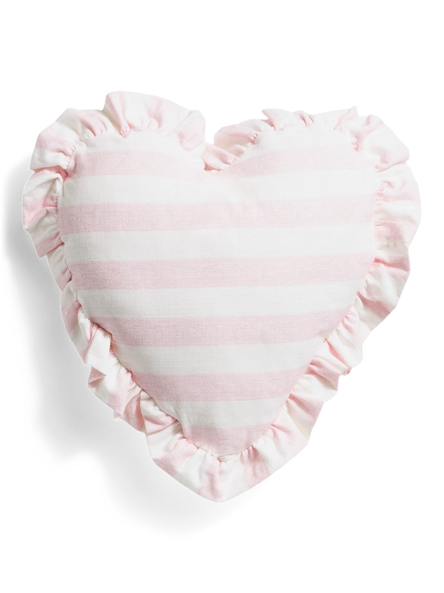 16x16 Striped Heart Ruffle Pillow | TJ Maxx