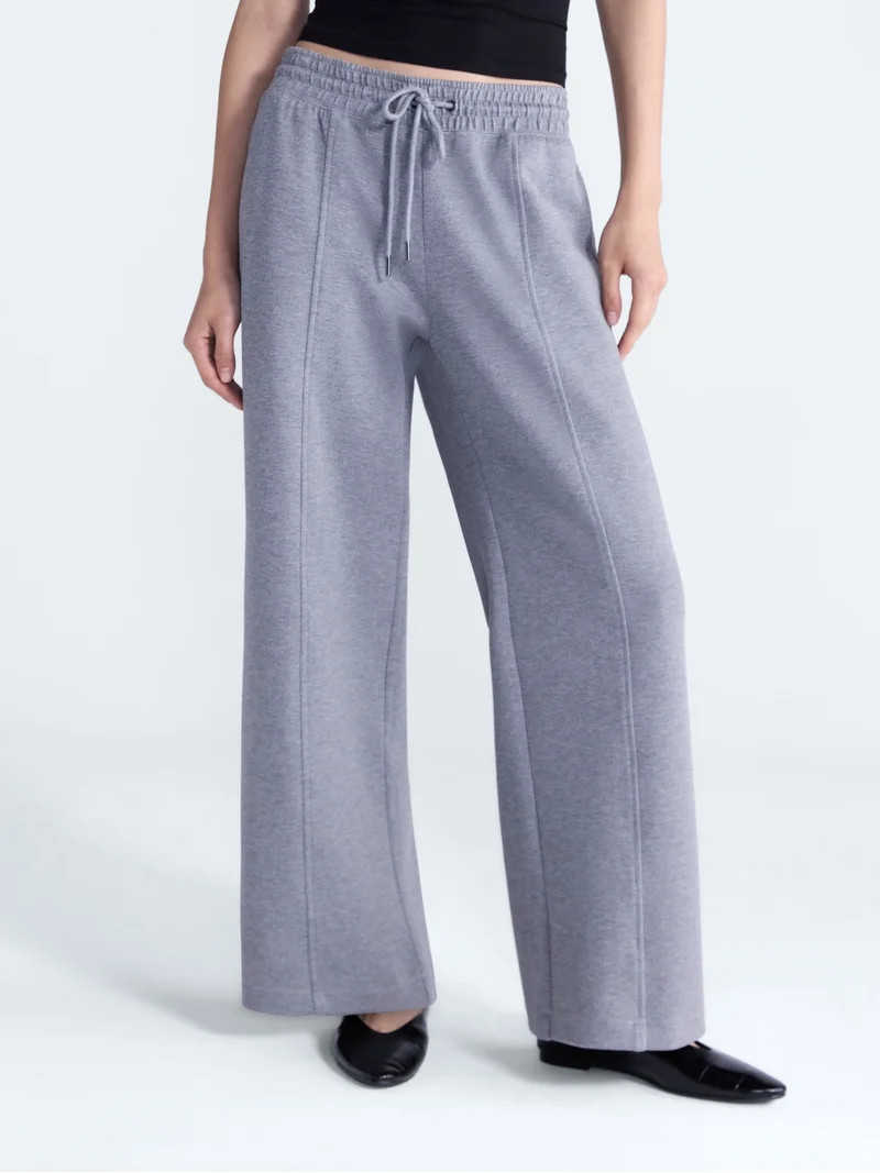 Scoop Women's and Women's Plus Scubaknit Wide Leg Tie Waist Seamed Pants, Regular, Short Lengths,... | Walmart (US)