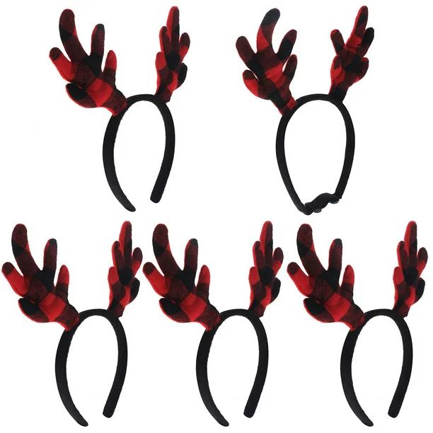 Holiday Time Reindeer Antlers Headband Set, Matching Buffalo Plaid Headbands for the Whole Family... | Walmart (US)