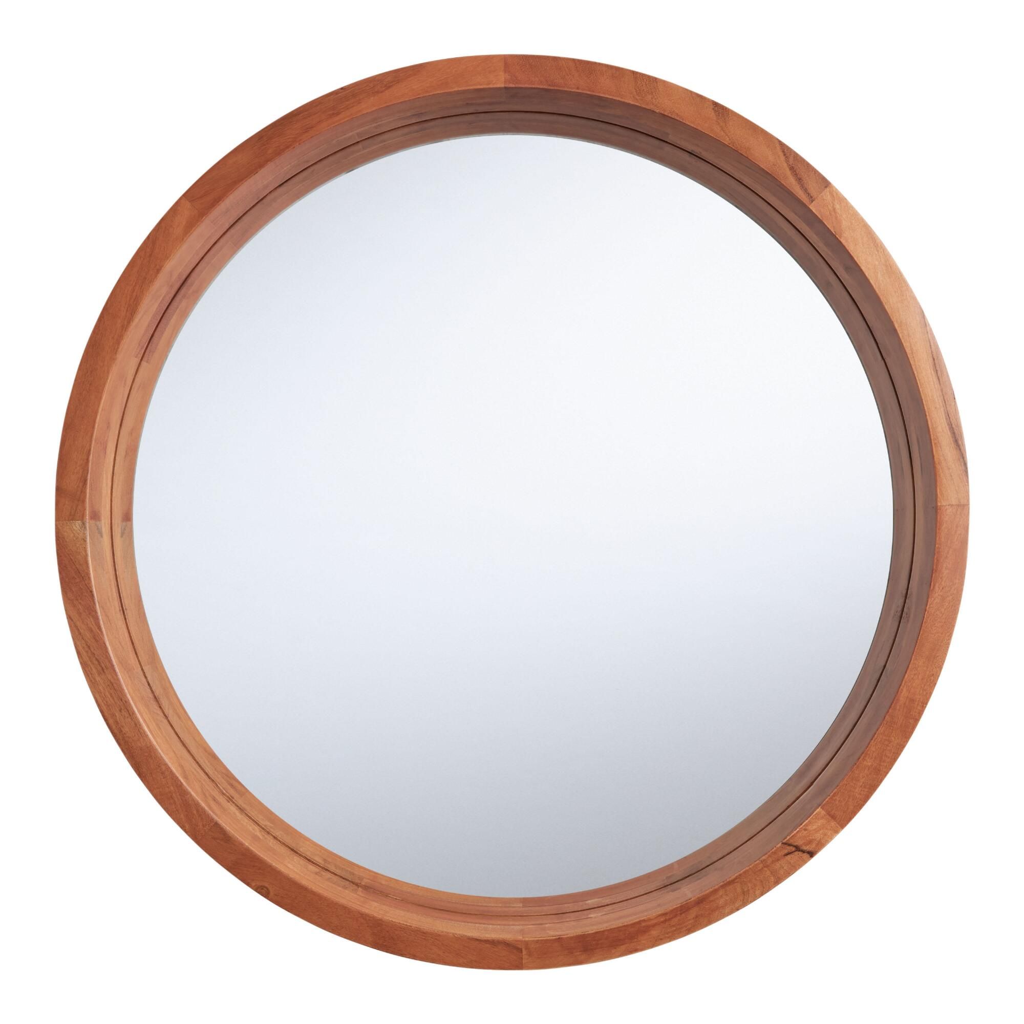 Large Round Natural Wood Wall Mirror by World Market | World Market