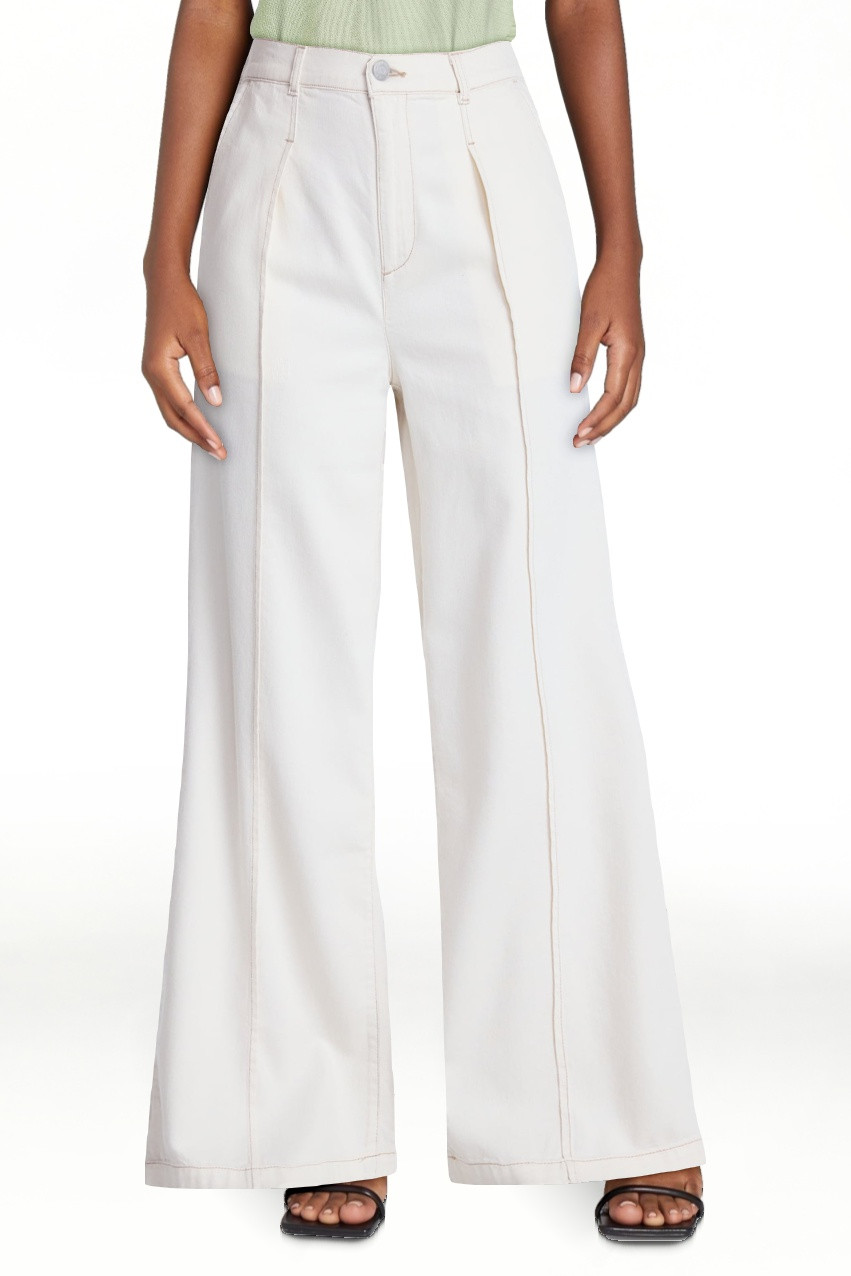 Time and Tru Women's High Rise Drapey Pleated Wide Leg Jeans, 30" Inseam, Sizes XS-XXXL | Walmart (US)