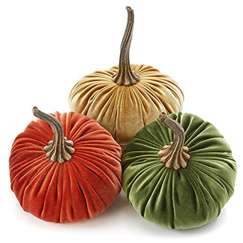 6.25 Inch Large Velvet Pumpkins Set of 3 Includes Rust Gold Olive, Handmade Home Decor, Holiday M... | Amazon (US)