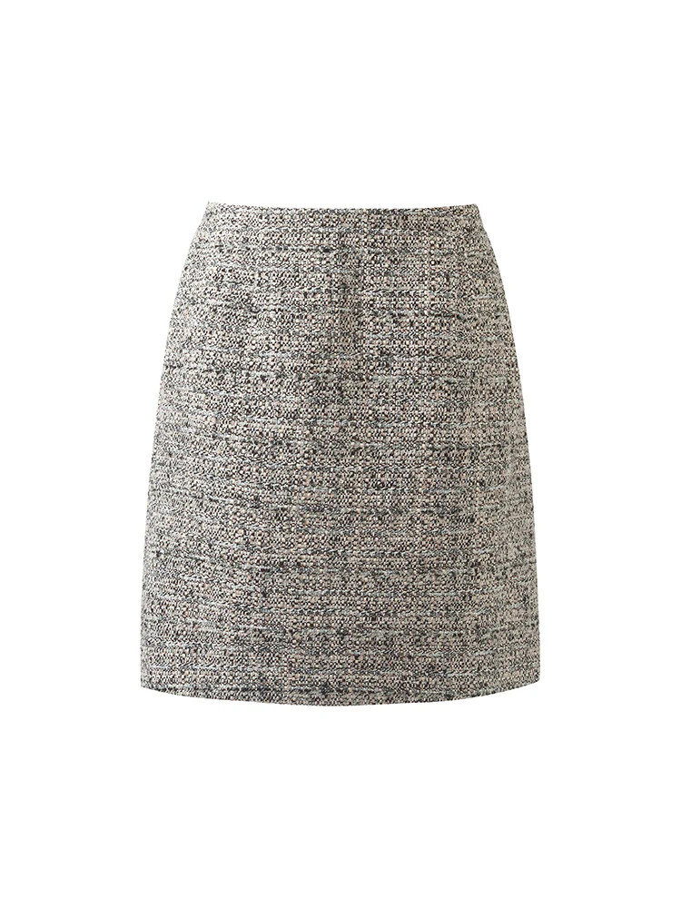 Wool Blend Tweed A-Line Women Mini Skirt | GOELIA