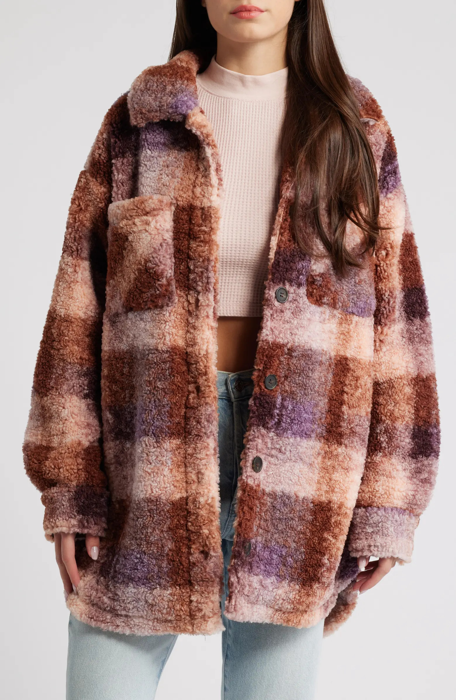 Plaid Fleece Shirt Jacket | Nordstrom