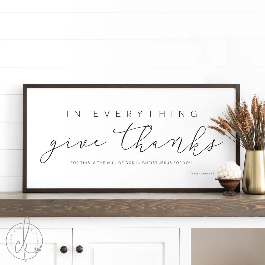 In Everything Give Thanks Sign Fall Sign Fall Wall Decor - Etsy | Etsy (US)