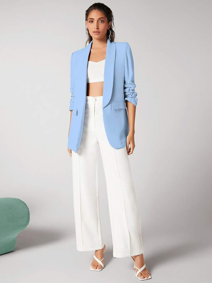 SHEIN BIZwear Women Fashion Spring Classic Baby Blue Blazer For Daily Commute | SHEIN