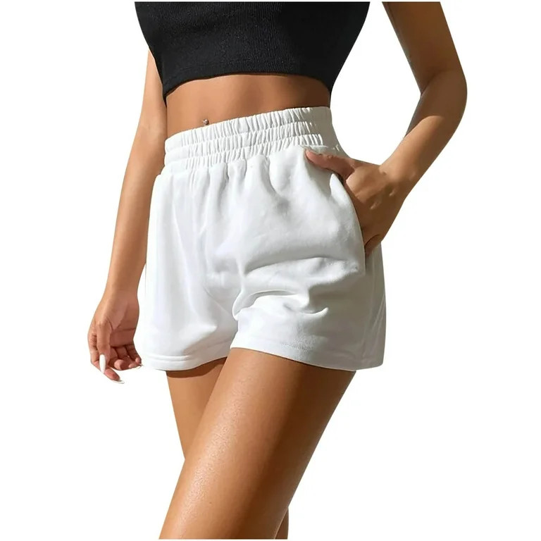Besolor Sweat Shorts for Women Elastic Waist Casual Loose Comfy Summer Workout Running Shorts wit... | Walmart (US)
