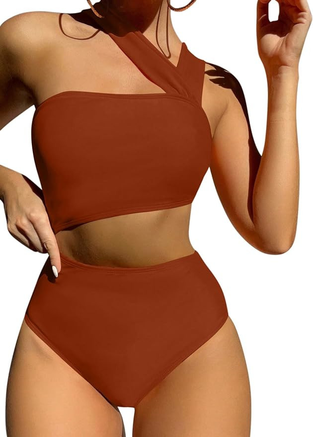 Lilosy Lace Up Open Back Cutout One Piece Swimsuit Cheeky String Tie Side Bathing S... | Amazon (US)