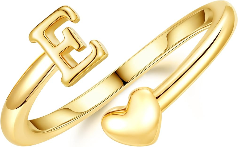 M MOOHAM Stocking Stuffers for Teen Girls Women - Gold Rings for Women Girls 14K Gold Plate Initi... | Amazon (US)