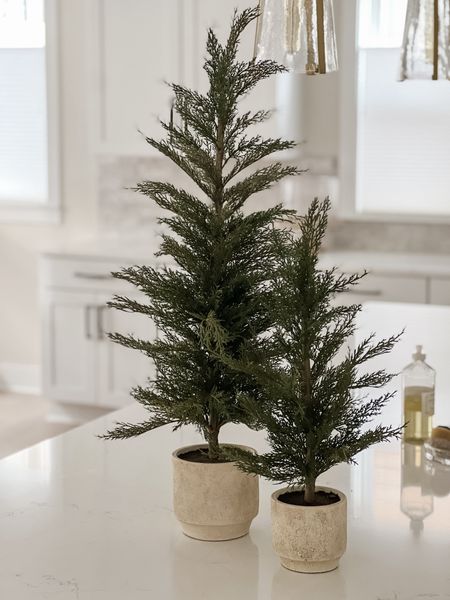 I ordered these CGHunter faux cedar trees (from their Sinclair & Moore collaboration) and they’re so beautiful! Every detail is so well thought out and they look so realistic! I can’t link them here, but I’ve included a few alternatives below.

#LTKHoliday #LTKSeasonal
