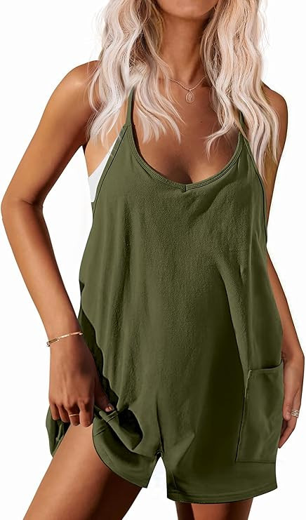 Ekouaer Rompers for Women Summer Casual Sleeveless Spaghetti Strap Shorts Overalls Jumpsuits Beac... | Amazon (US)