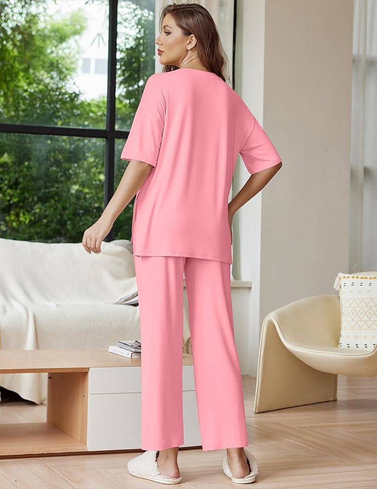 Ekouaer Lounge Sets for Women Short Sleeve Tops and Long Pants Soft Comfy Pajamas Set 2 Piece Out... | Amazon (US)