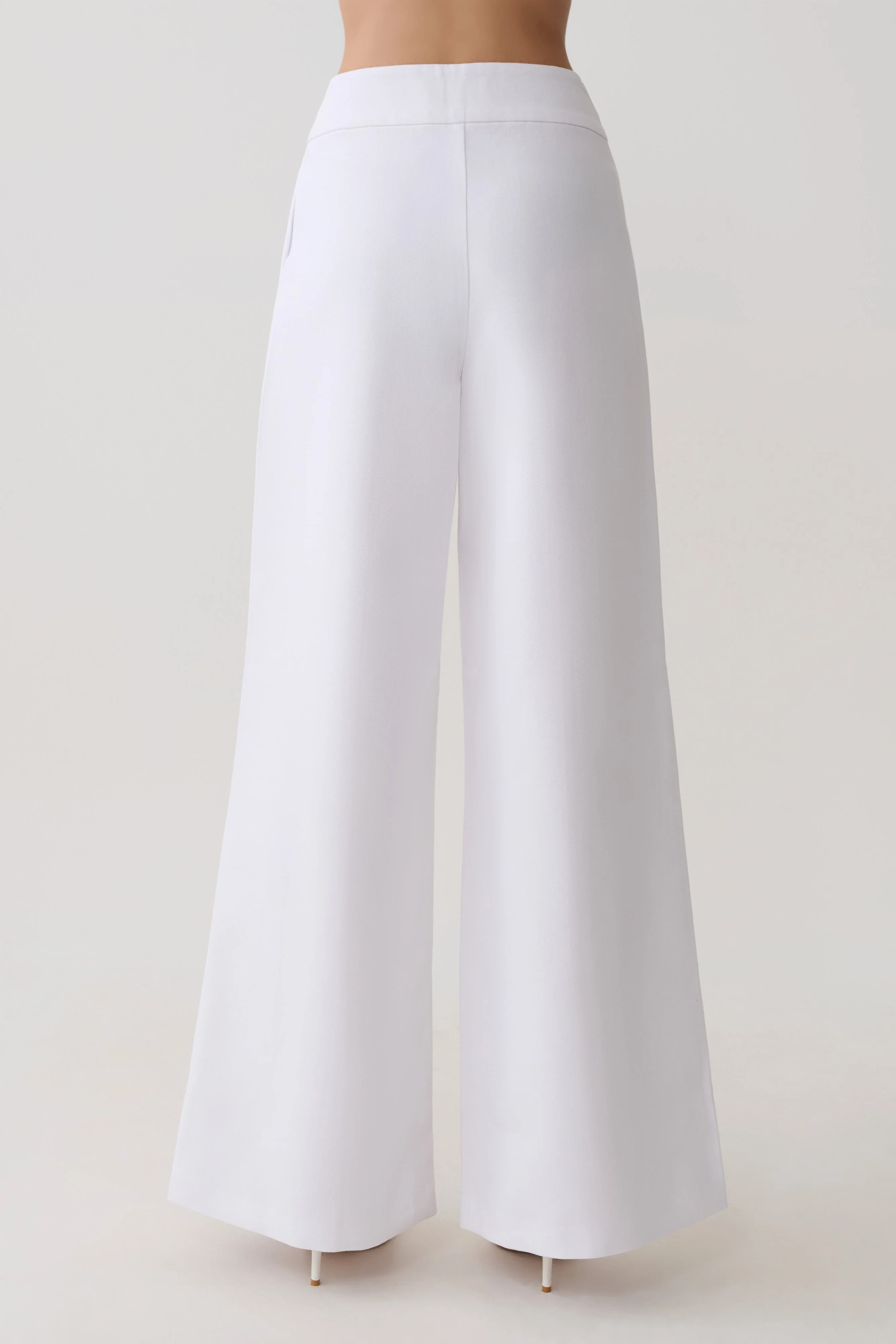 Raya Mid Rise Wide Leg Linen Pant - White | MESHKI US