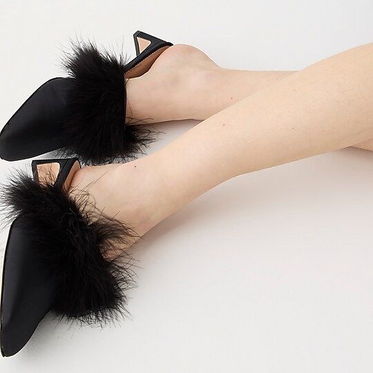 Layla mule heels with feathers | J.Crew US