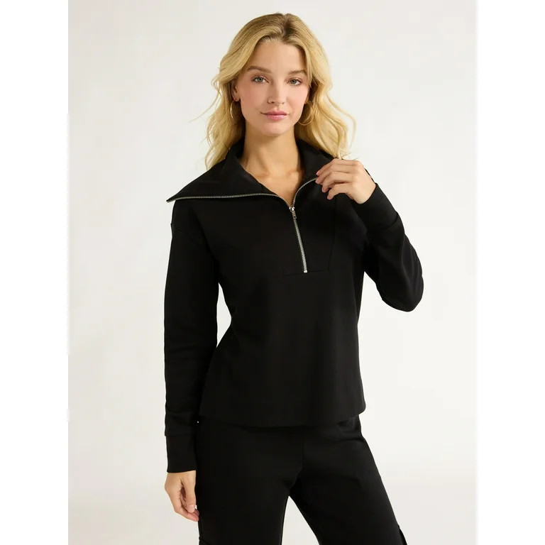 Free Assembly Women's Half Zip Pullover Sweatshirt, Hiking sweatshirt Outfit, Walmart Fashion,  | Walmart (US)