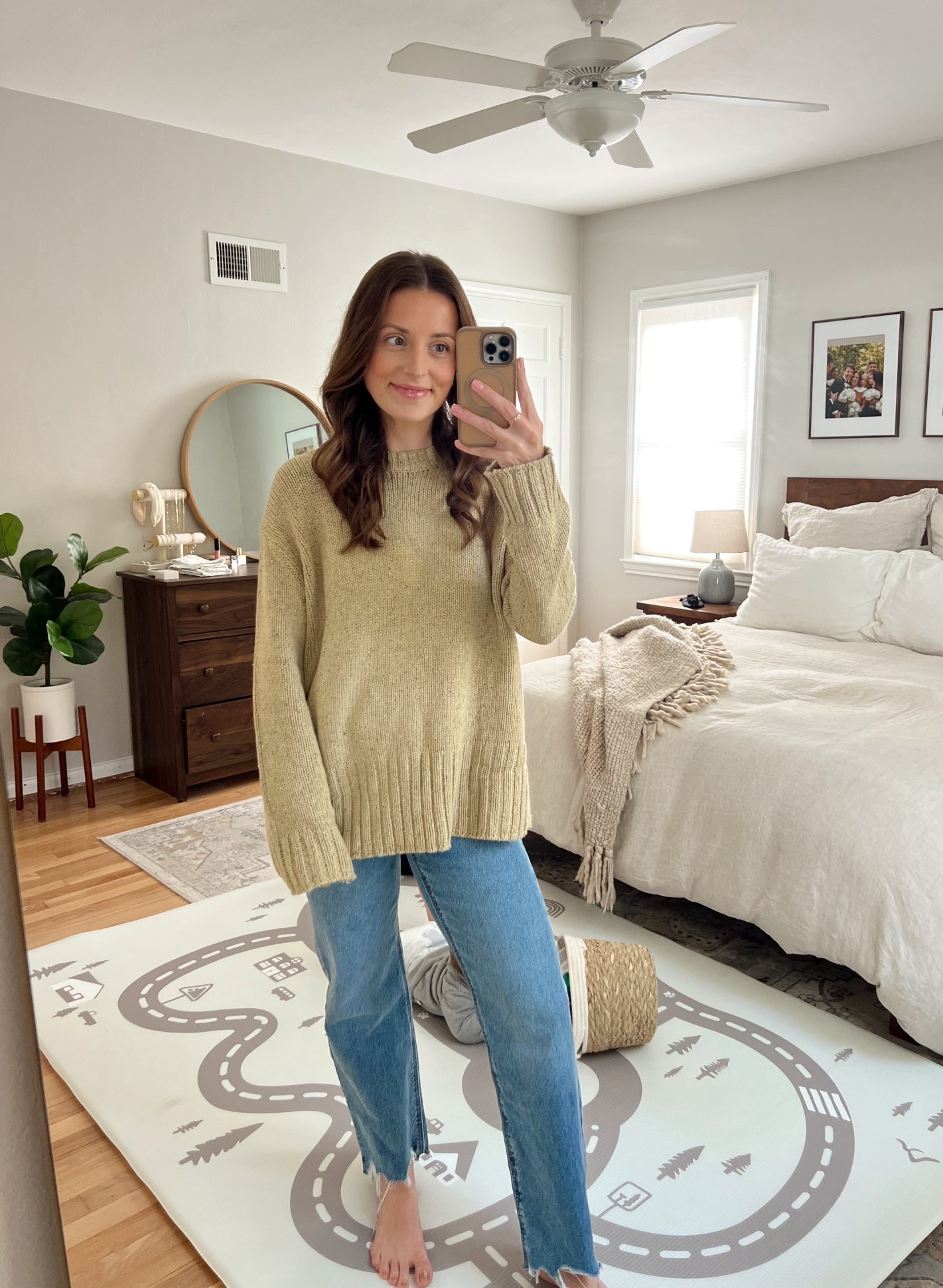 My favorite oversized sweater is currently sale for $23!! Wearing size XS!