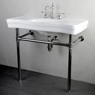 Imperial Vintage 36-inch Wall-mount Chrome Pedestal Bathroom Sink Vanity - Chrome | Bed Bath & Beyond