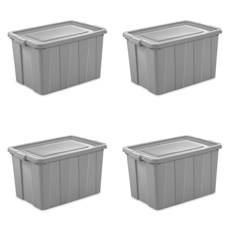Sterilite 30 Gallon Tuff1 Tote Plastic, Cement, Set of 4 | Walmart (US)