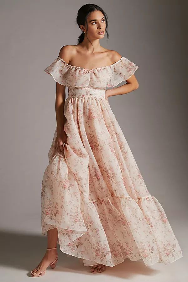 Selkie Off-The-Shoulder Floral Maxi Dress By Selkie in Pink Size 1 X | Anthropologie (US)