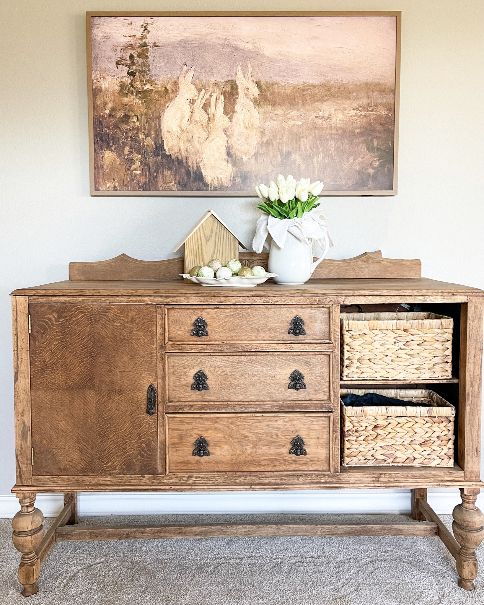 We purchased our Samsung Frame TV on Amazon not knowing all the features. All I knew was I wanted art on my wall and NOT a TV. Now I can upload images and change my wall art anytime I want. Aren’t these the sweetest Easter bunnies? 

#LTKhome #LTKSeasonal #LTKfamily