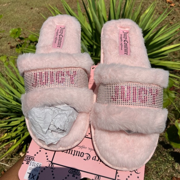 Juicy Couture Pink Bedazzled Slippers All Sizes Available | Poshmark