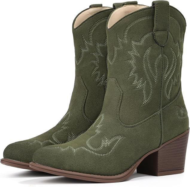 Cowboy Boots for Women Ankle Cowgirl Boots Pointed Toe Western Booties | Amazon (US)