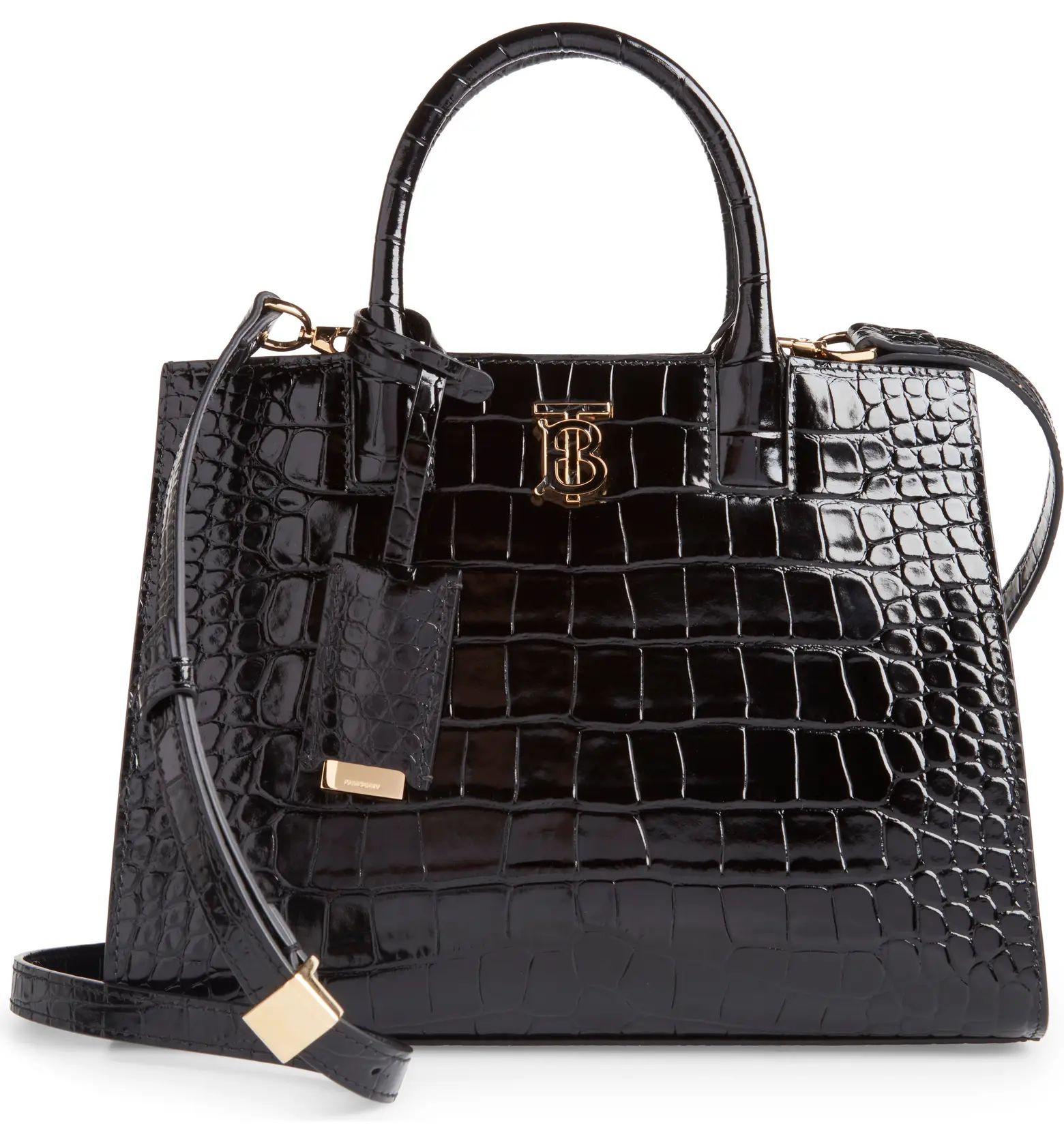 Burberry Frances Croc Embossed Leather Top Handle Bag | Nordstrom | Nordstrom