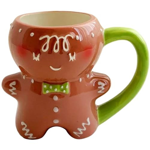 Peosaard Christmas Coffee Mugs, Cute Ceramic Gingerbread Mug, Heat-Resistant Christmas Mugs with Handle, Non Slip Christmas Cups for Tea Coffee Beverage Gifts, Style 1 Gingerbread Mug | Amazon (US)