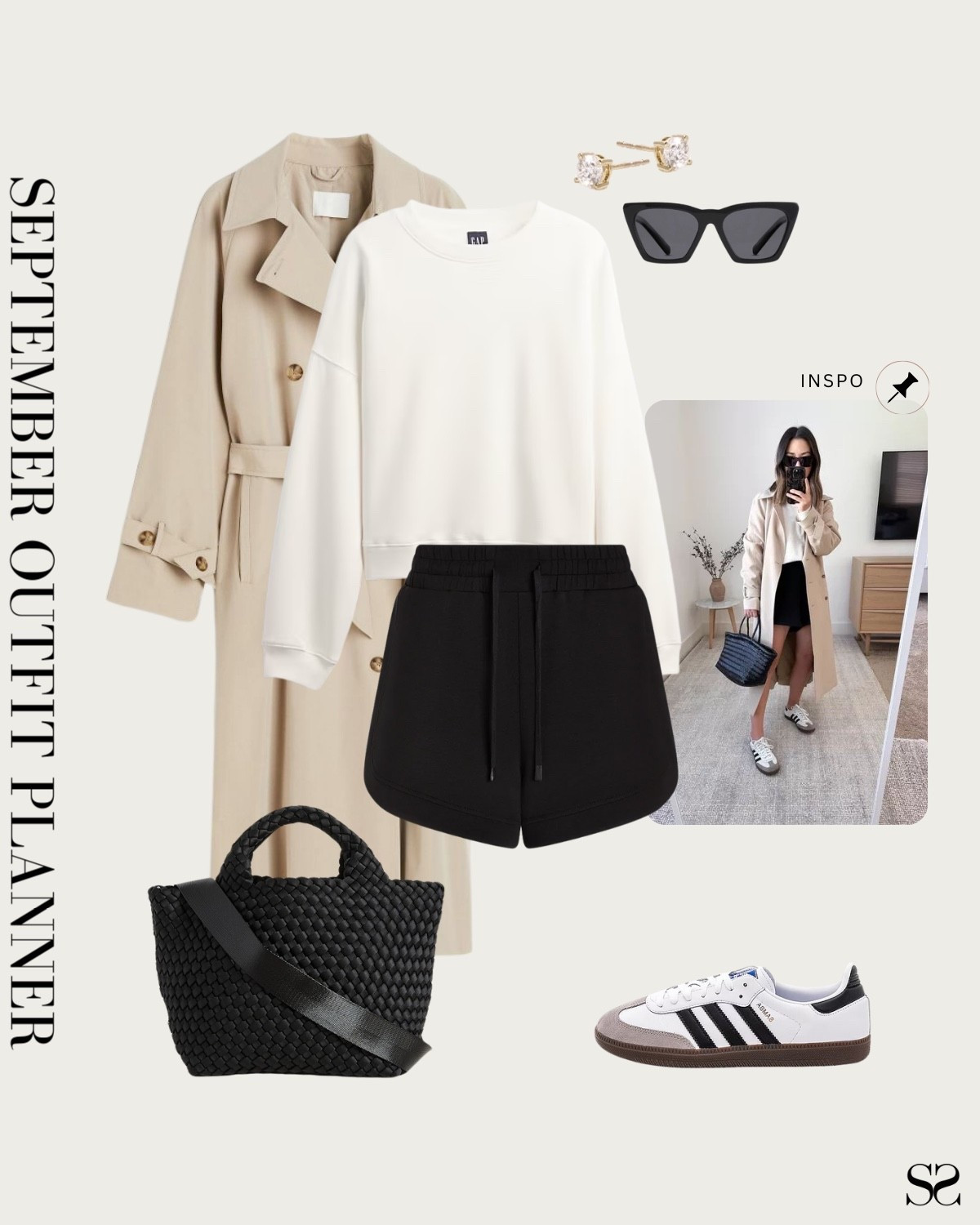 Monthly outfit planner SEPTEMBER: Summer to Fall outfits | trench coat, sweatshirt, sweat shorts, woven tote, sneakers

#summertofall #transitionalstyle #falloutfit #casualstyle #weekendoutfit

Inspo image credit: @crystalinmarie 


#LTKStyleTip