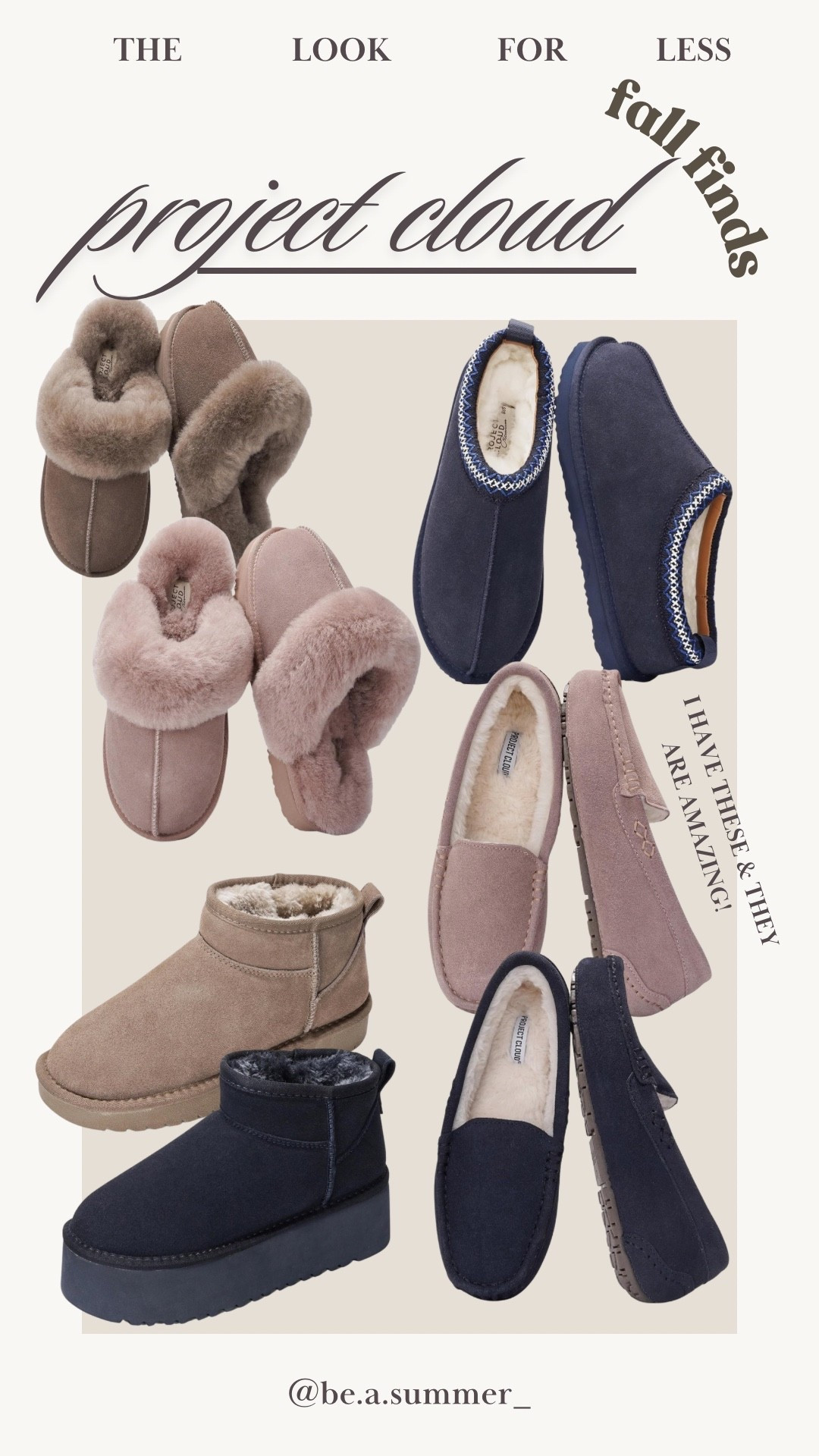 Project Cloud — get the look for less! ☁️✨

HOC / summer / Beasummer / shoes / Ugg / dupes 