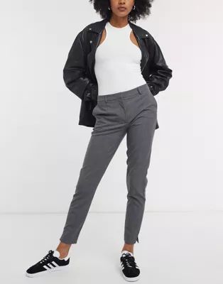 Selected cropped slim pants in gray | ASOS (Global)