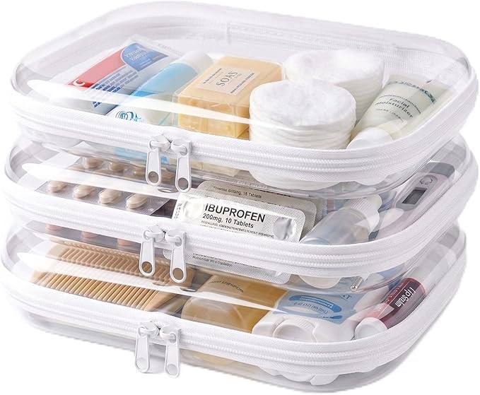 3PCS Clear Hard Shell Zipper Case, Transparent Hard Plastic Zipper Pouches for Travel Organizatio... | Amazon (US)