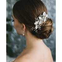 Wedding Hair Clip Bridal Pearl Crystal Gemstone Leaf 2511 | Etsy (US)