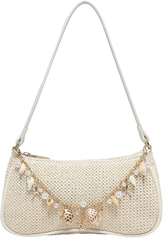 SHENHE Women's Seashell Beaded Woven Purse Shoulder Bag Vacation Beach Wedding Small Handbag | Amazon (US)