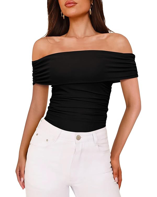 REORIA Women’s Bodysuit Sexy Off Shoulder Mesh Leotard Thong Body Suits Outfits for Going Out T... | Amazon (US)